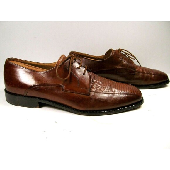 Johnston & Murphy Brown Leather Fancy Bike Toe Oxfords Mens Size US 9.5 M - Picture 3 of 11